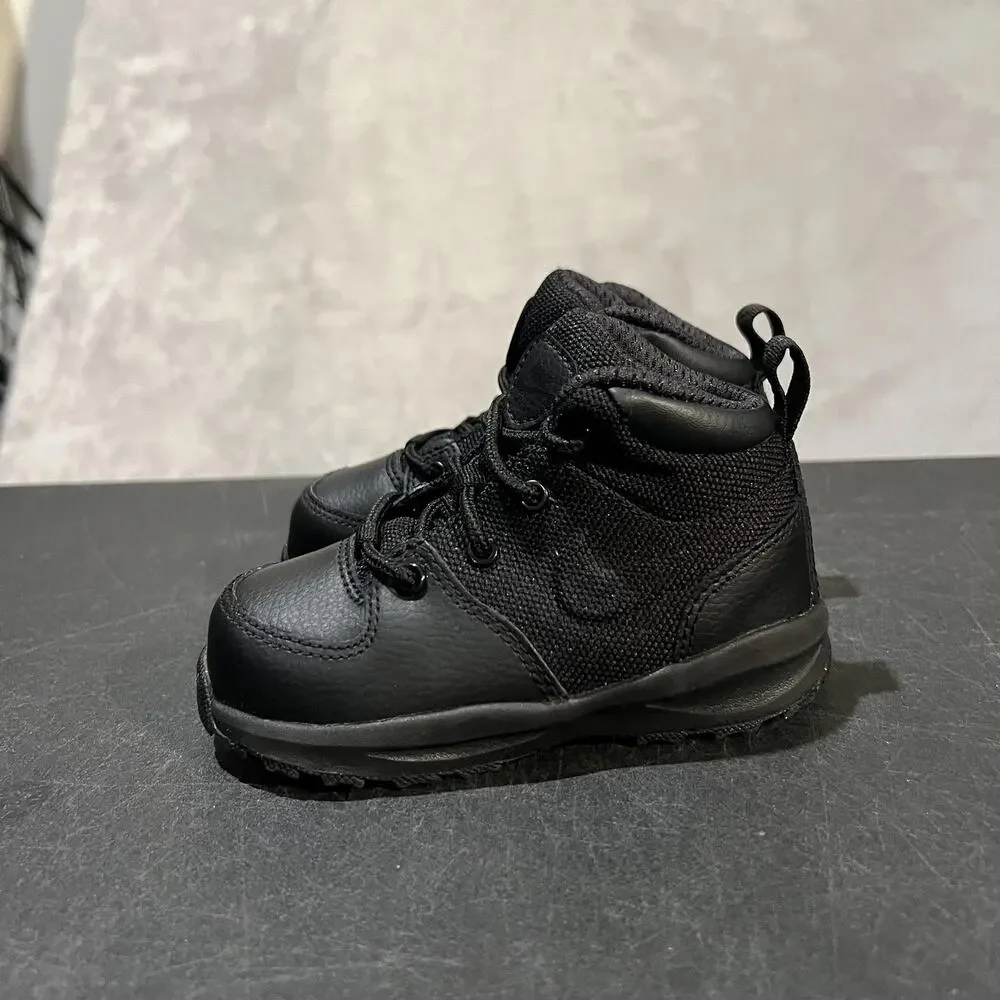 Nike Manoa Boots Toddler Size 7C Black Leather Hiking Trail All Black AJ1282-001